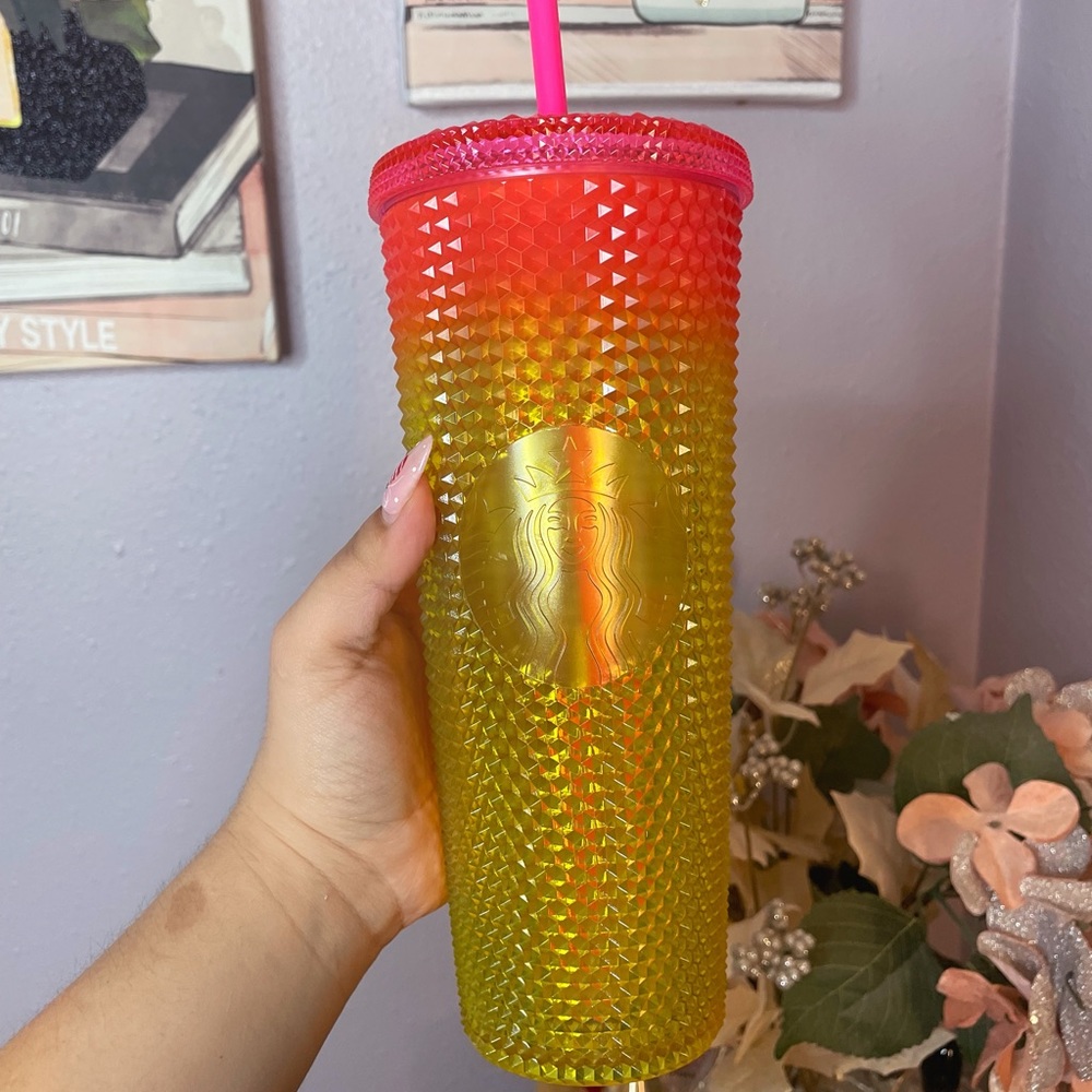 Starbucks Mango Yellow-Pink Studded Tumbler